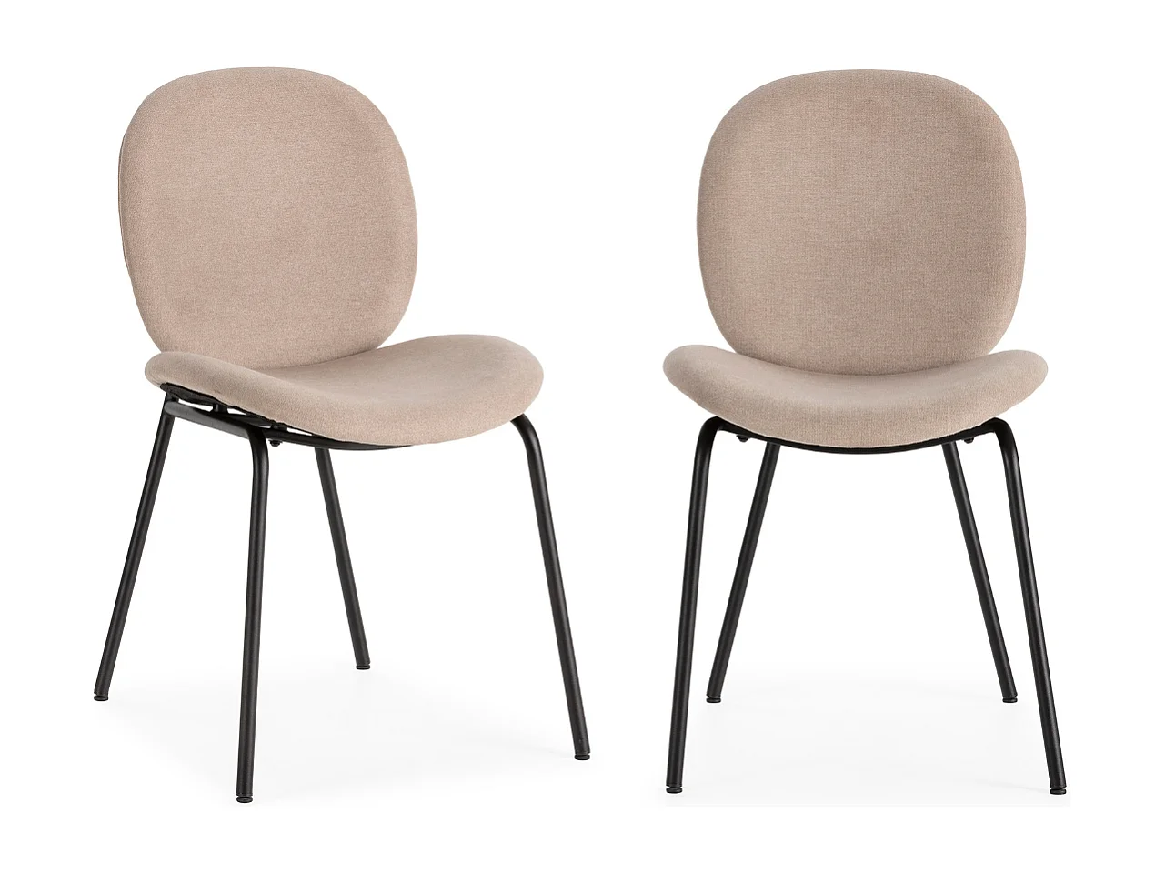 Lot de 2 chaises en tissu avec pieds en métal noir L45 cm - CORI