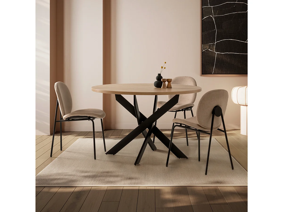 Lot de 2 chaises en tissu avec pieds en métal noir L45 cm - CORI