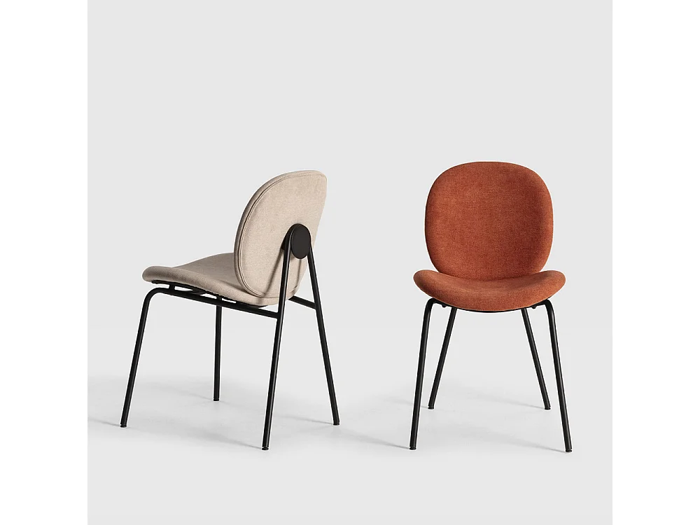 Lot de 2 chaises en tissu avec pieds en métal noir L45 cm - CORI