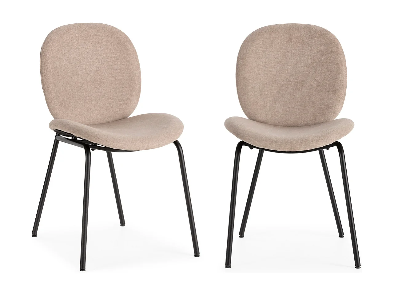 Set van 2 stoelen in stof met zwarte metalen poten L45 cm - CORI