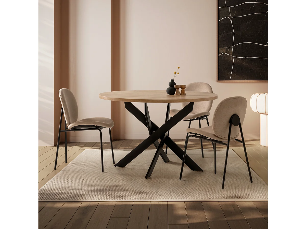 Set van 2 stoelen in stof met zwarte metalen poten L45 cm - CORI