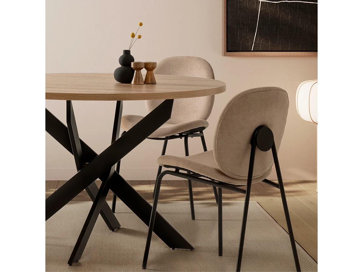 Set van 2 stoelen in stof met zwarte metalen poten L45 cm - CORI