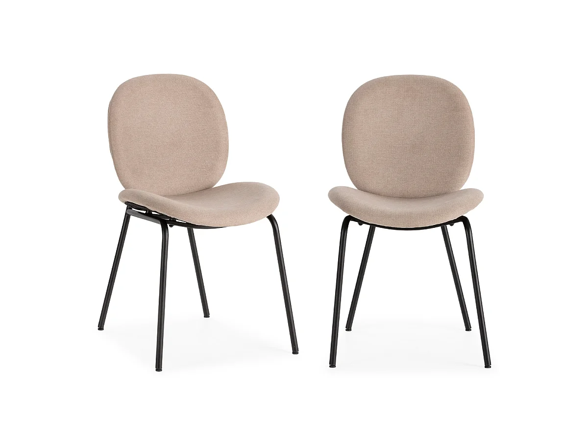 Lot de 2 chaises en tissu avec pieds en métal noir L45 cm - CORI