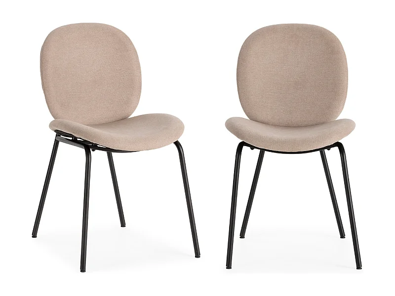 Lot de 2 chaises en tissu avec pieds en métal noir L45 cm - CORI