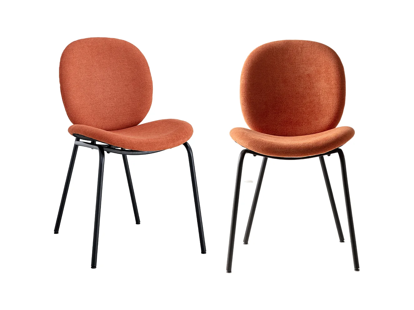 Lot de 2 chaises en tissu avec pieds en métal noir L45 cm - CORI