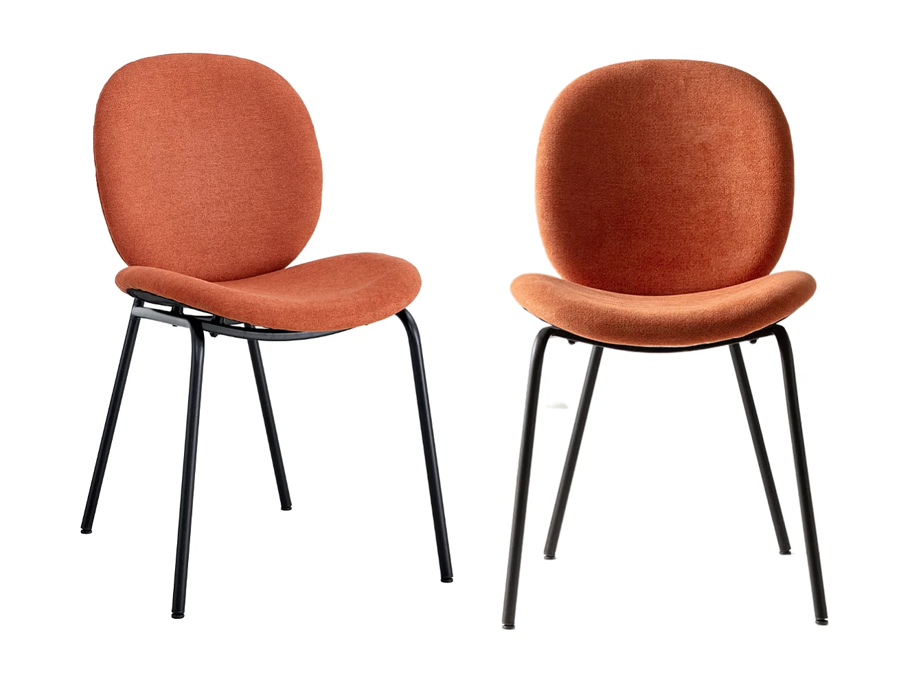 Set van 2 stoelen in stof met zwarte metalen poten L45 cm - CORI