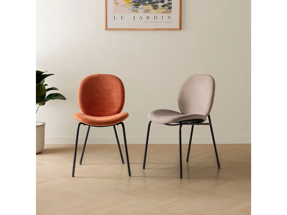 Set aus 2 Stühlen aus Stoff mit schwarzen Metallbeinen L45 cm - CORI