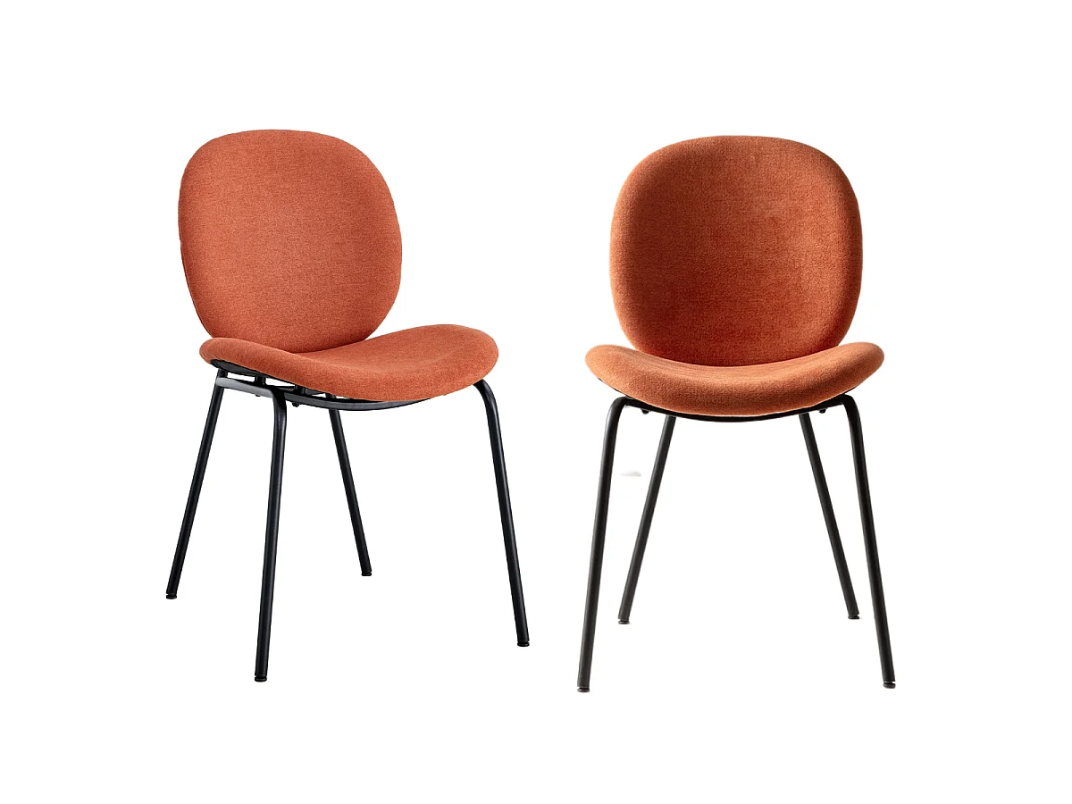 Lot de 2 chaises en tissu avec pieds en métal noir L45 cm - CORI