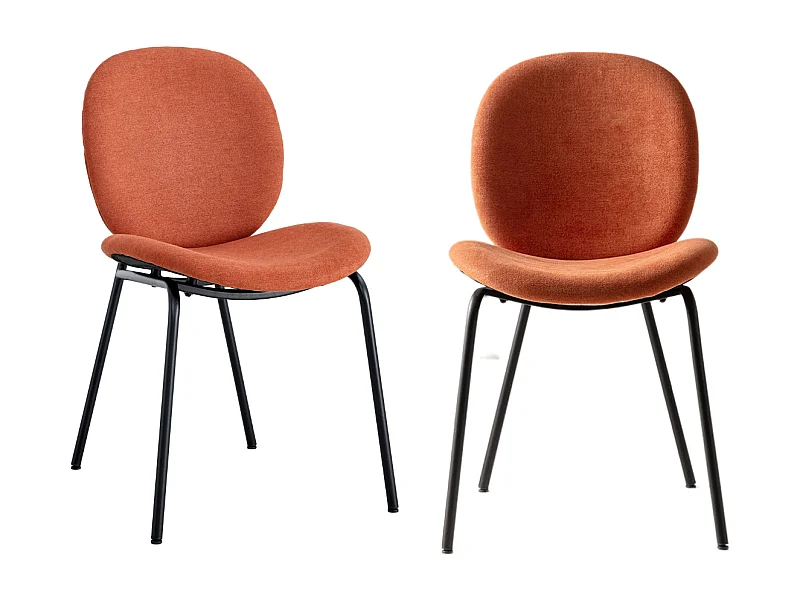 Lot de 2 chaises en tissu avec pieds en métal noir L45 cm - CORI