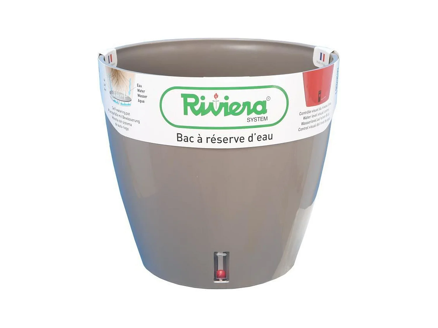 Pot de fleurs rond en plastique Ø 46 cm - 49 L - Taupe