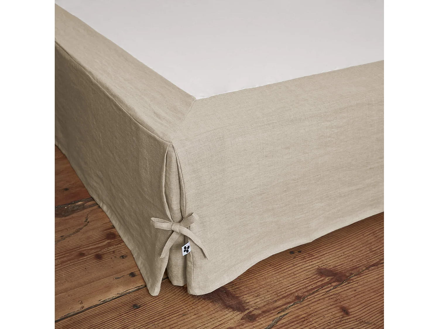 Cache-sommier à nouettes lin lavé Beige 140x190