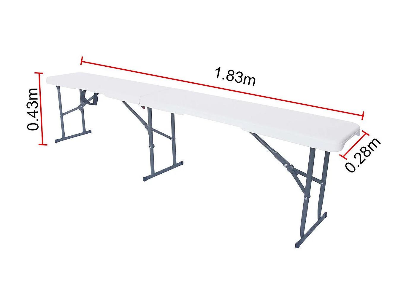 Banc pliant en métal "Foldy" - 183 x 29 x 42 cm - Blanc