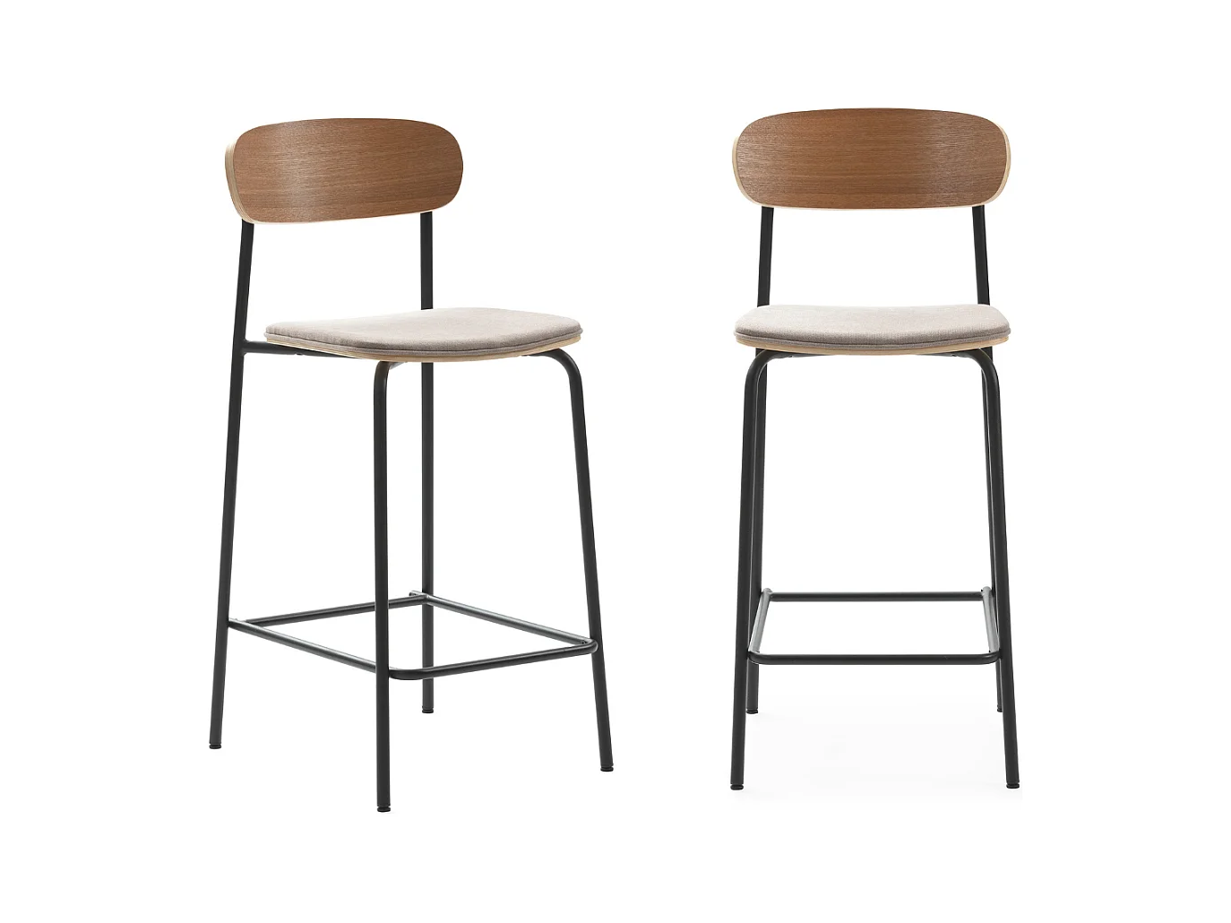 Lot de 2 tabourets en tissu avec pieds en métal H66 cm - ADRIANA