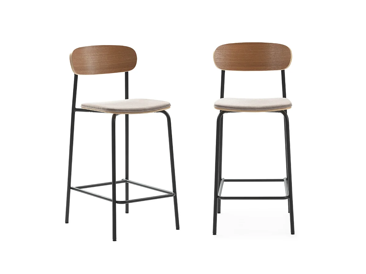 Lot de 2 tabourets en tissu avec pieds en métal H66 cm - ADRIANA