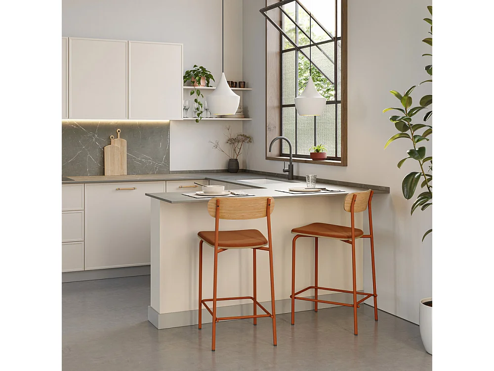 Lot de 2 tabourets en tissu avec pieds en métal H66 cm - ADRIANA