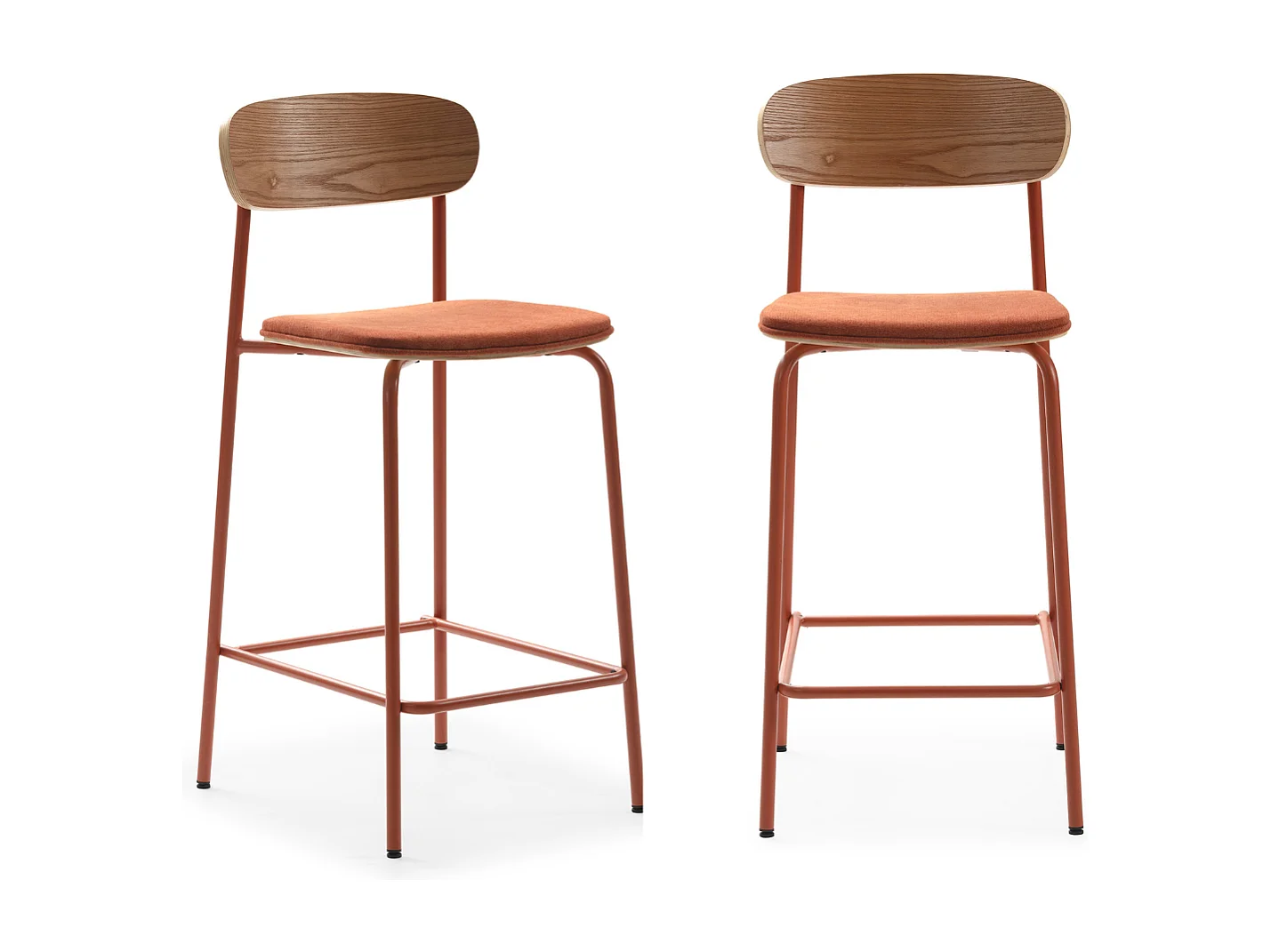 Set mit 2 Holzhockern mit gepolstertem Sitz, 41 x 48 H94 cm