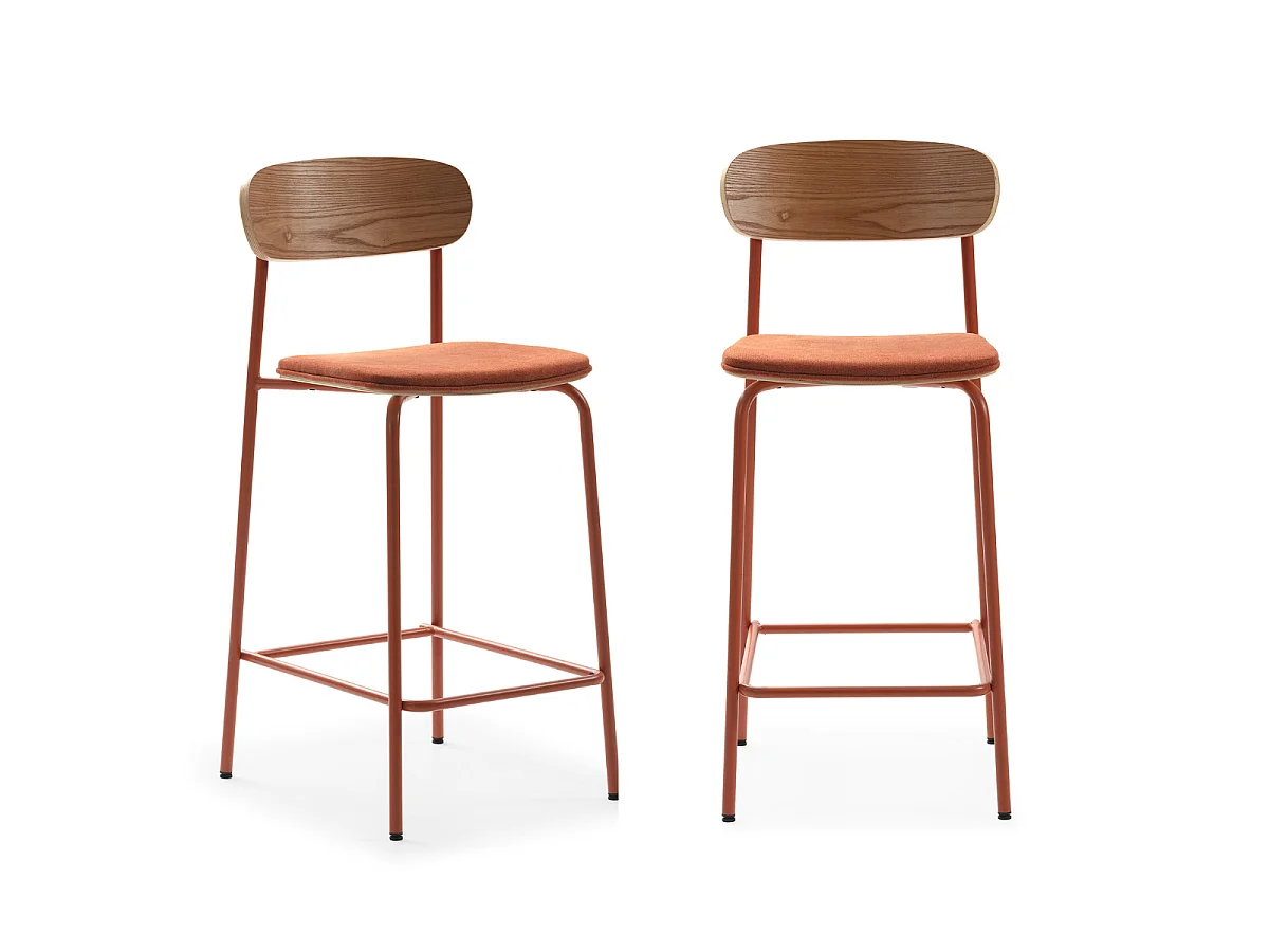 Lot de 2 tabourets en tissu avec pieds en métal H66 cm - ADRIANA