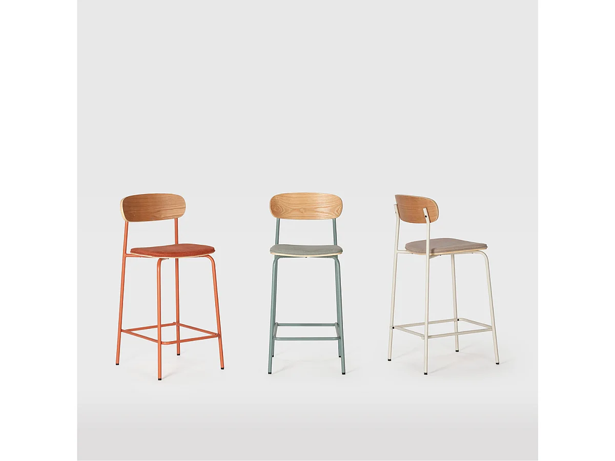 Lot de 2 tabourets en tissu avec pieds en métal H66 cm - ADRIANA