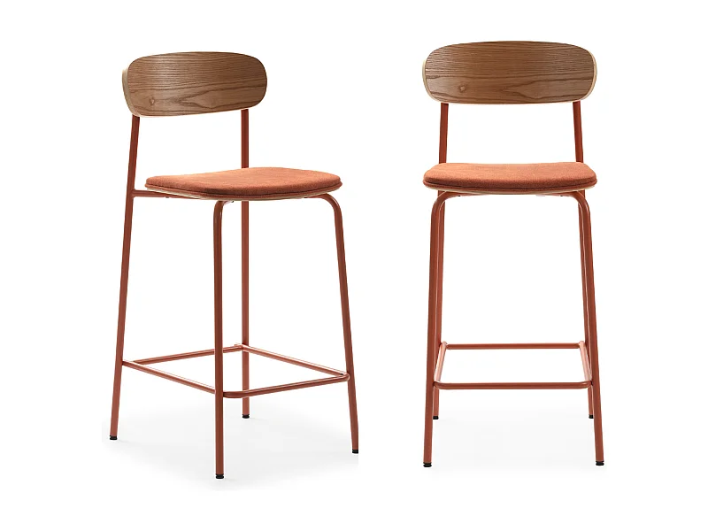 Lot de 2 tabourets en tissu avec pieds en métal H66 cm - ADRIANA