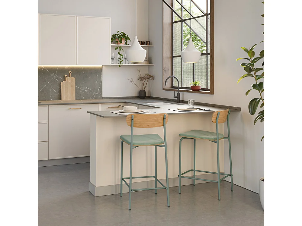 Lot de 2 tabourets en tissu avec pieds en métal H66 cm - ADRIANA