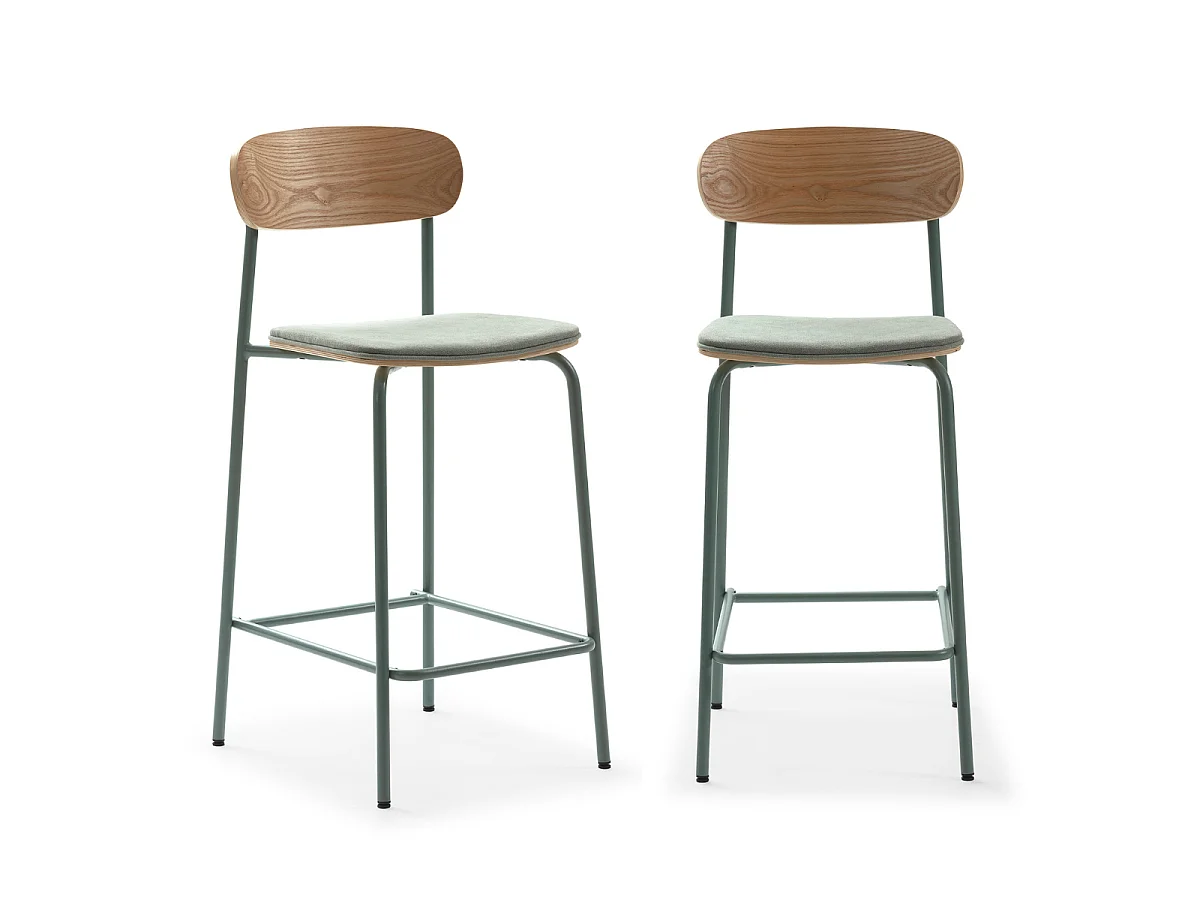 Lot de 2 tabourets en tissu avec pieds en métal H66 cm - ADRIANA