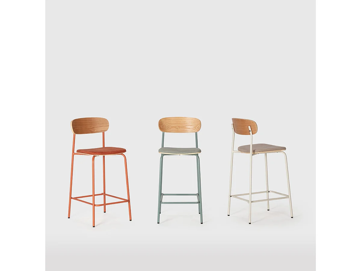 Lot de 2 tabourets en tissu avec pieds en métal H66 cm - ADRIANA