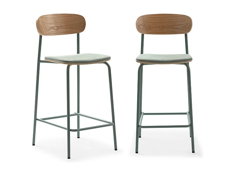 Lot de 2 tabourets en tissu avec pieds en métal H66 cm - ADRIANA