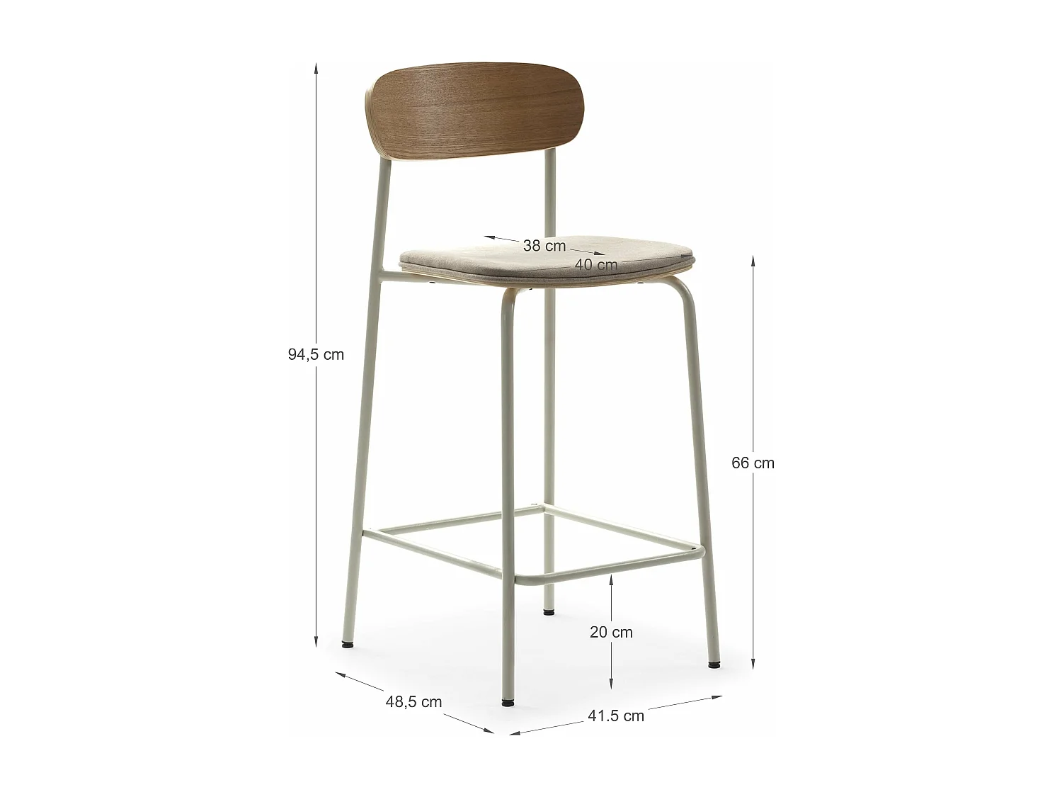 Lot de 2 tabourets en tissu avec pieds en métal H66 cm - ADRIANA