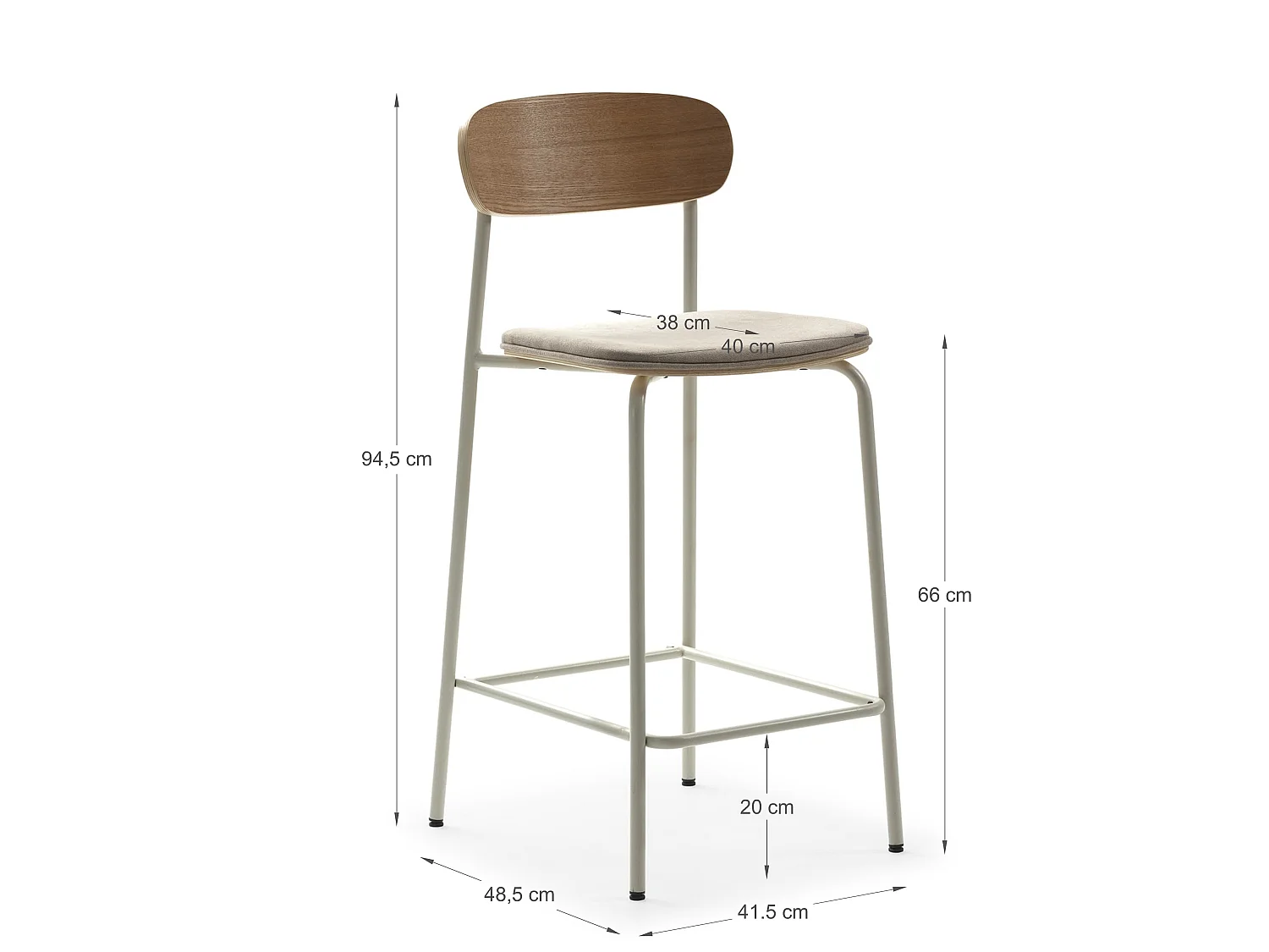 Lot de 2 tabourets en tissu avec pieds en métal H66 cm - ADRIANA