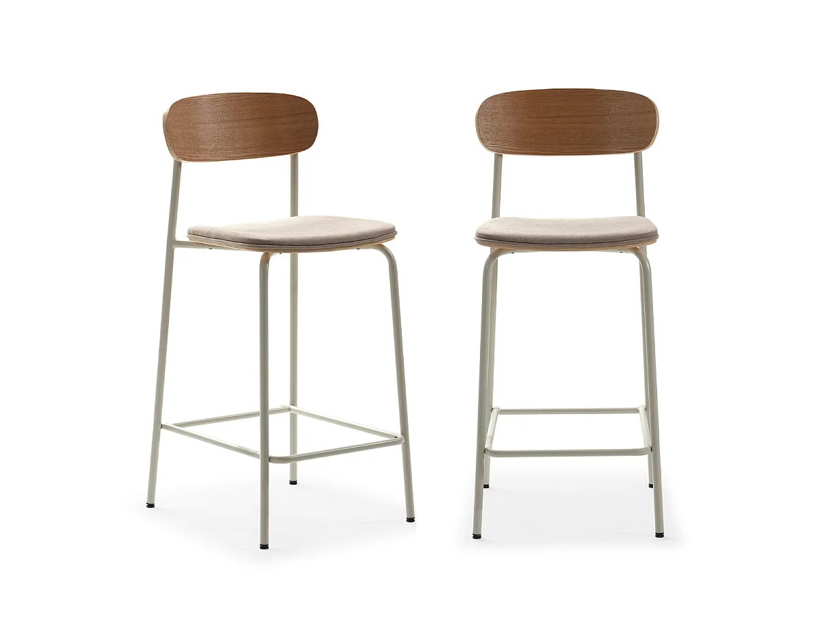 Lot de 2 tabourets en tissu avec pieds en métal H66 cm - ADRIANA