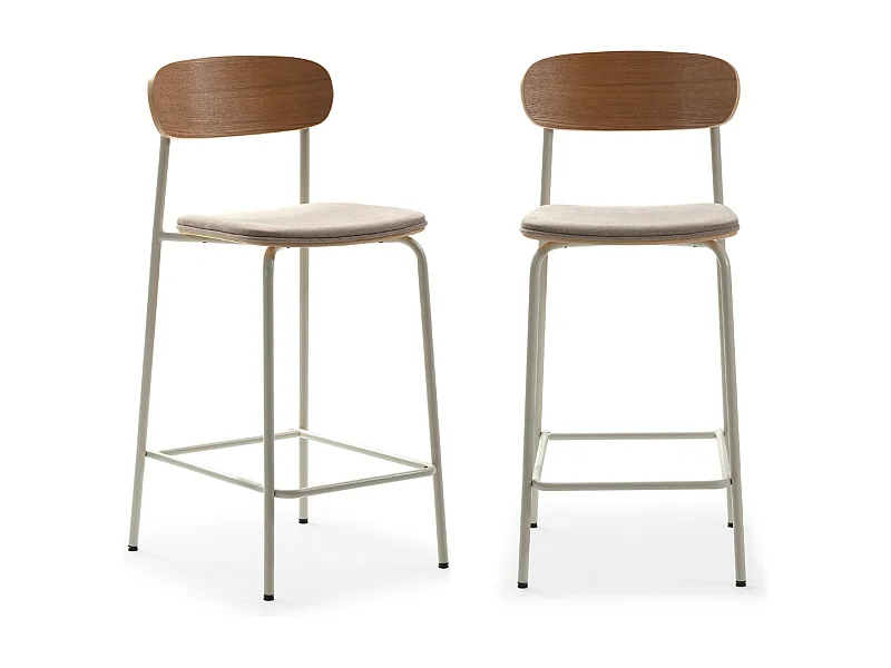 Lot de 2 tabourets en tissu avec pieds en métal H66 cm - ADRIANA