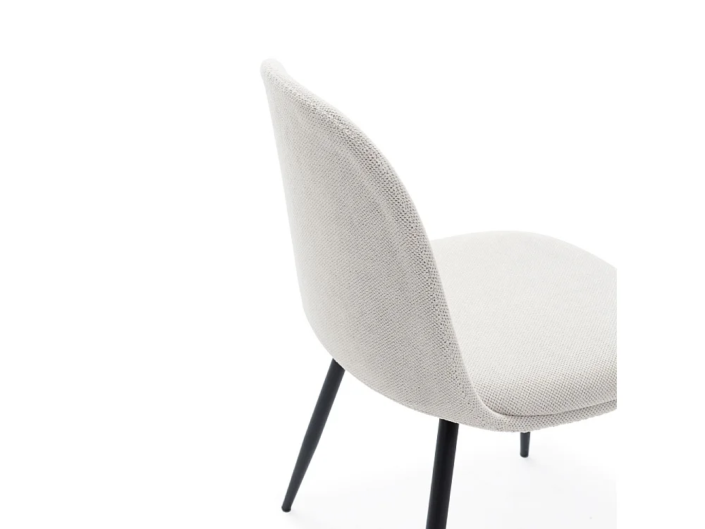 Elbe - Lot de 4 chaises en tissu et métal - Beige