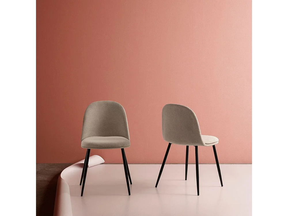 Elbe - Lot de 4 chaises en tissu et métal - Beige