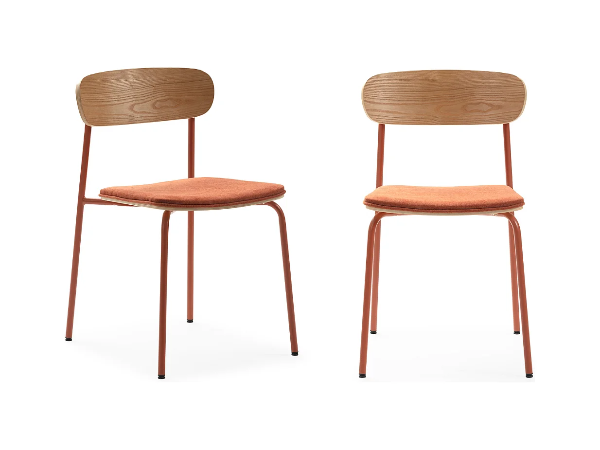 Lot de 2 chaises en tissu avec pieds en métal L46 cm - ADRIANA