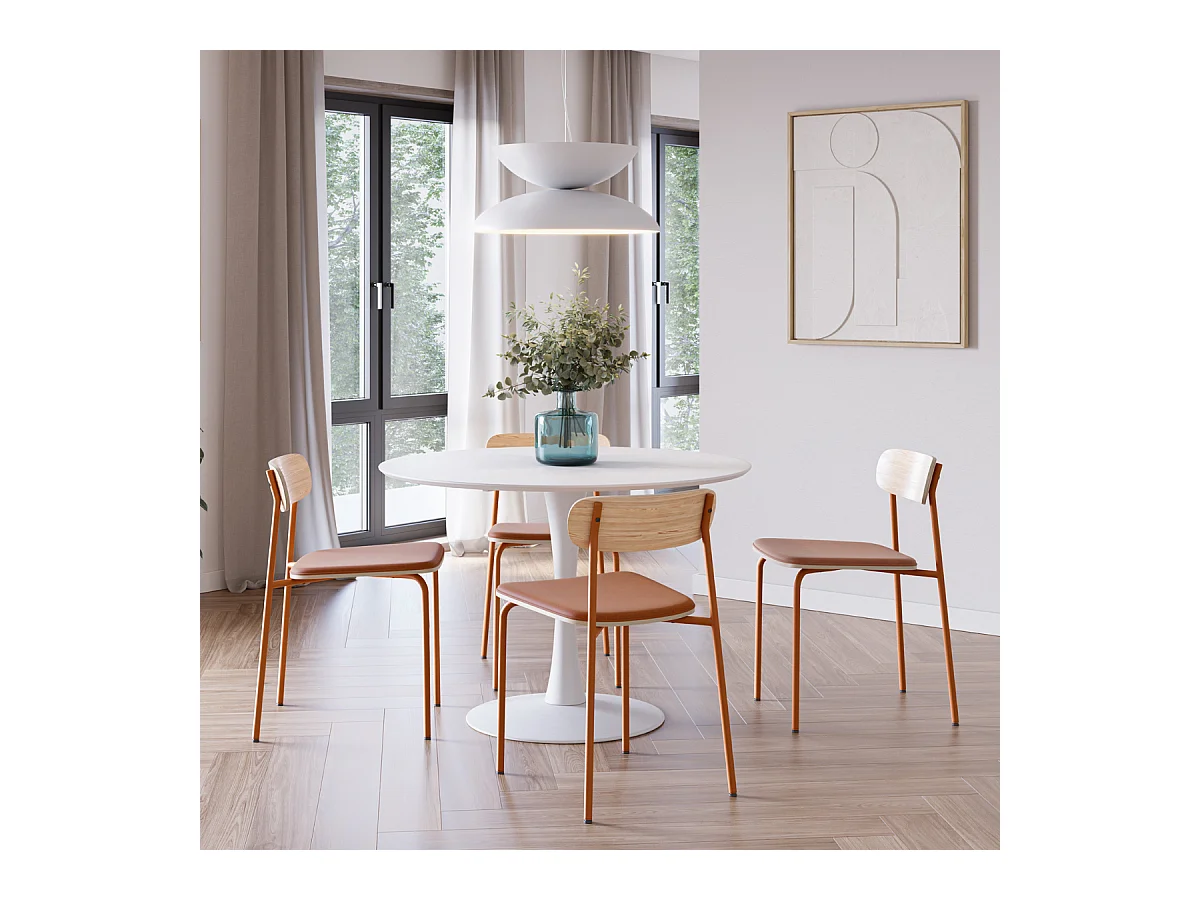 Set van 2 stoelen in stof met metalen poten L46 cm - ADRIANA