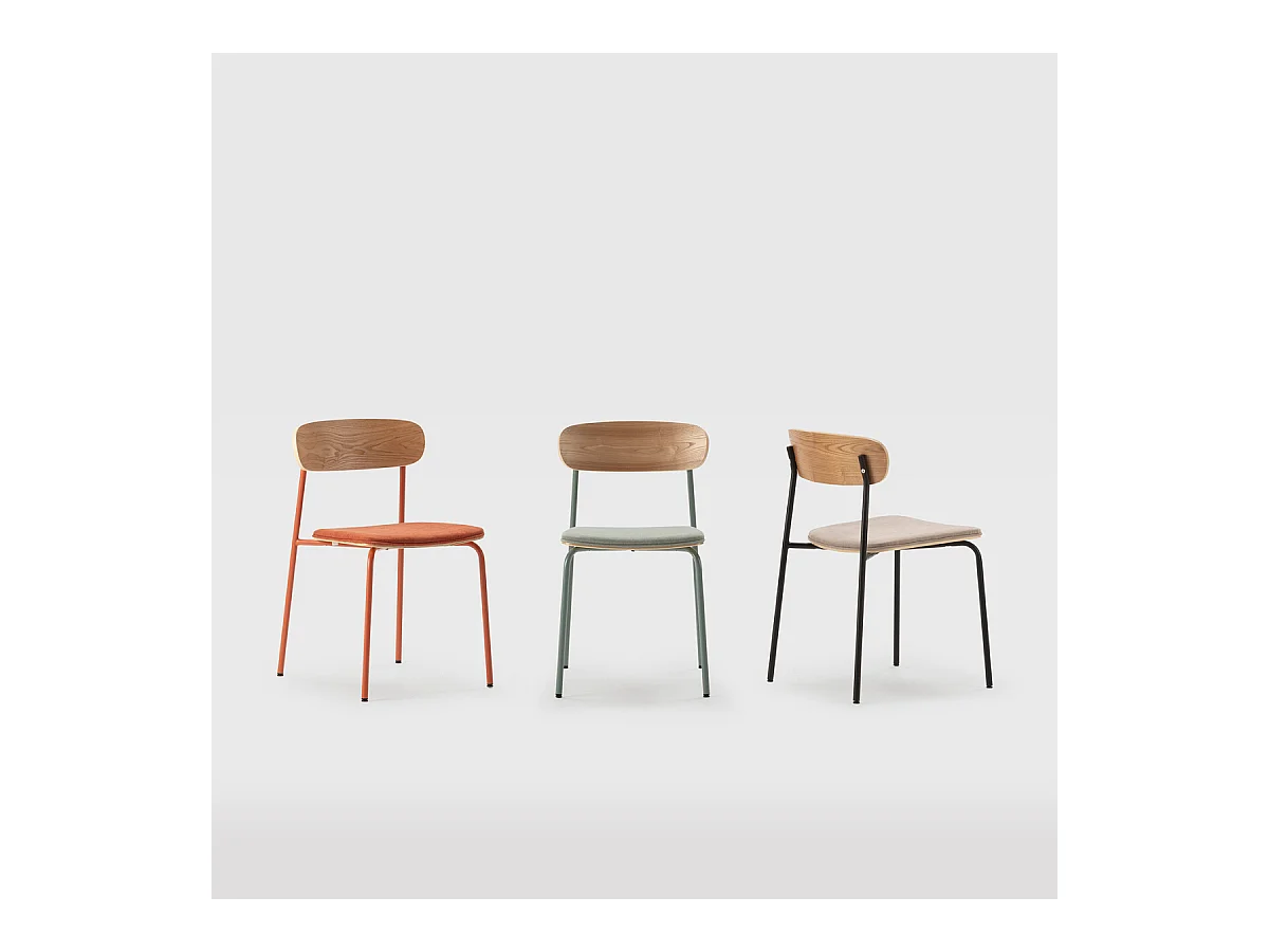 Set van 2 stoelen in stof met metalen poten L46 cm - ADRIANA