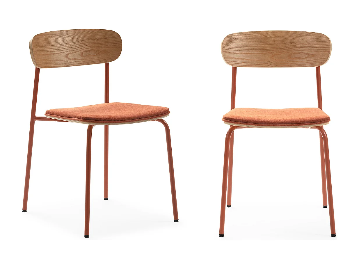 Lot de 2 chaises en tissu avec pieds en métal L46 cm - ADRIANA