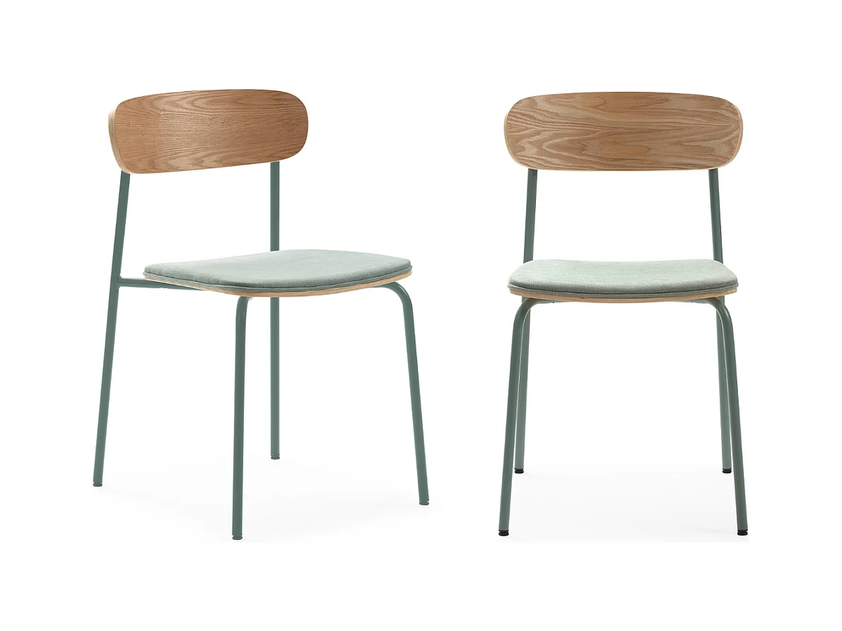 Lot de 2 chaises en tissu avec pieds en métal L46 cm - ADRIANA