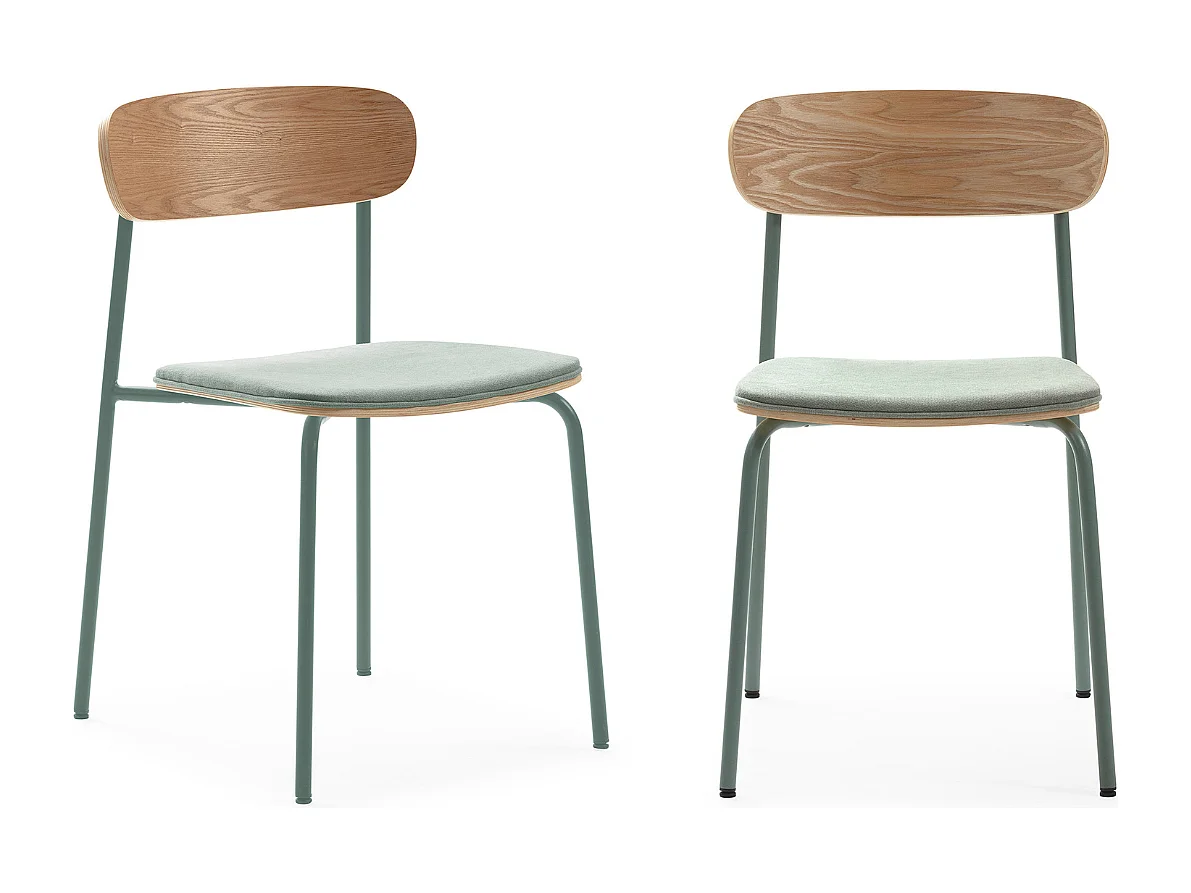 Set di 2 sedie in tessuto con gambe in metallo L46 cm - ADRIANA