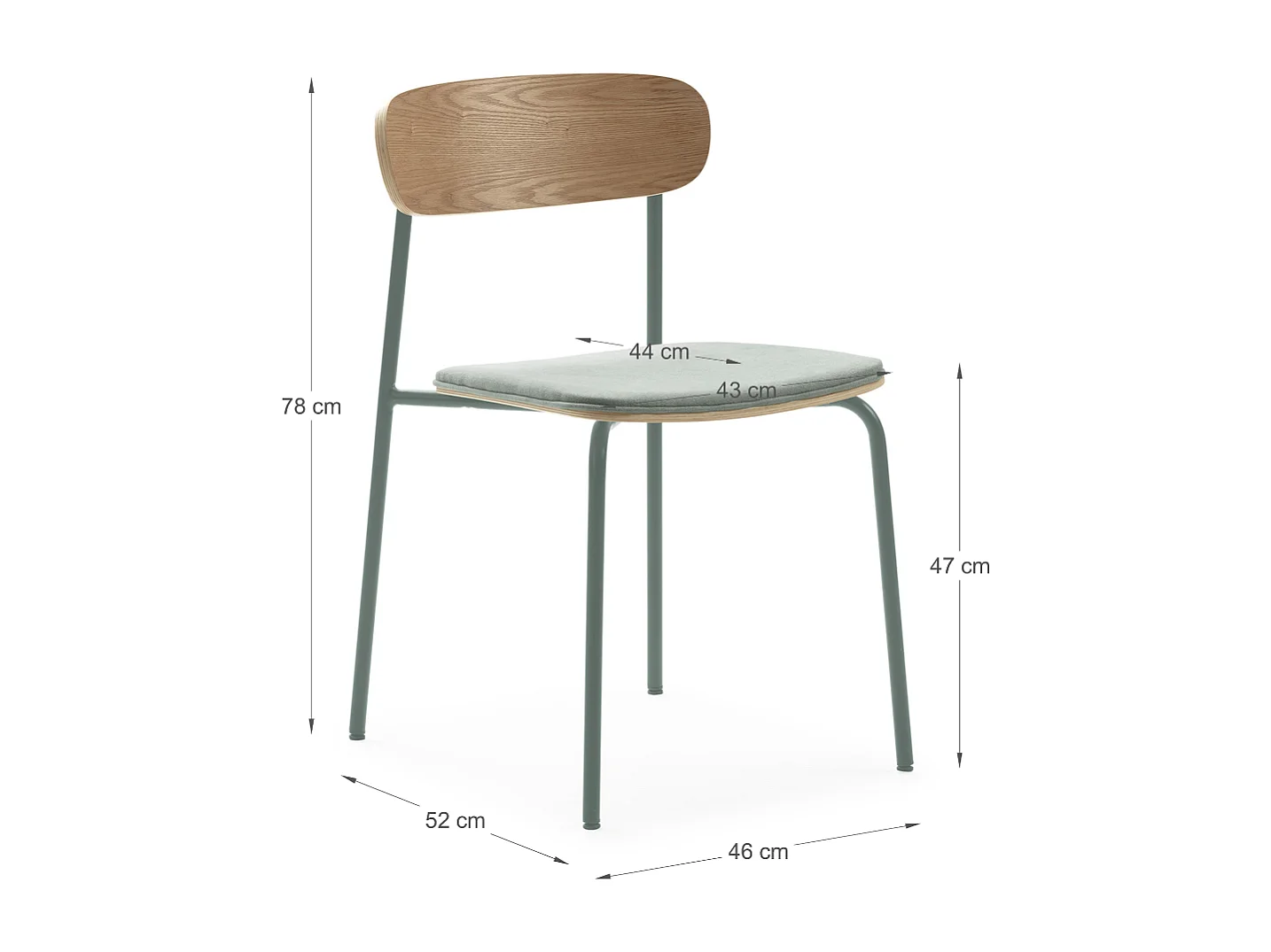 Set di 2 sedie in tessuto con gambe in metallo L46 cm - ADRIANA