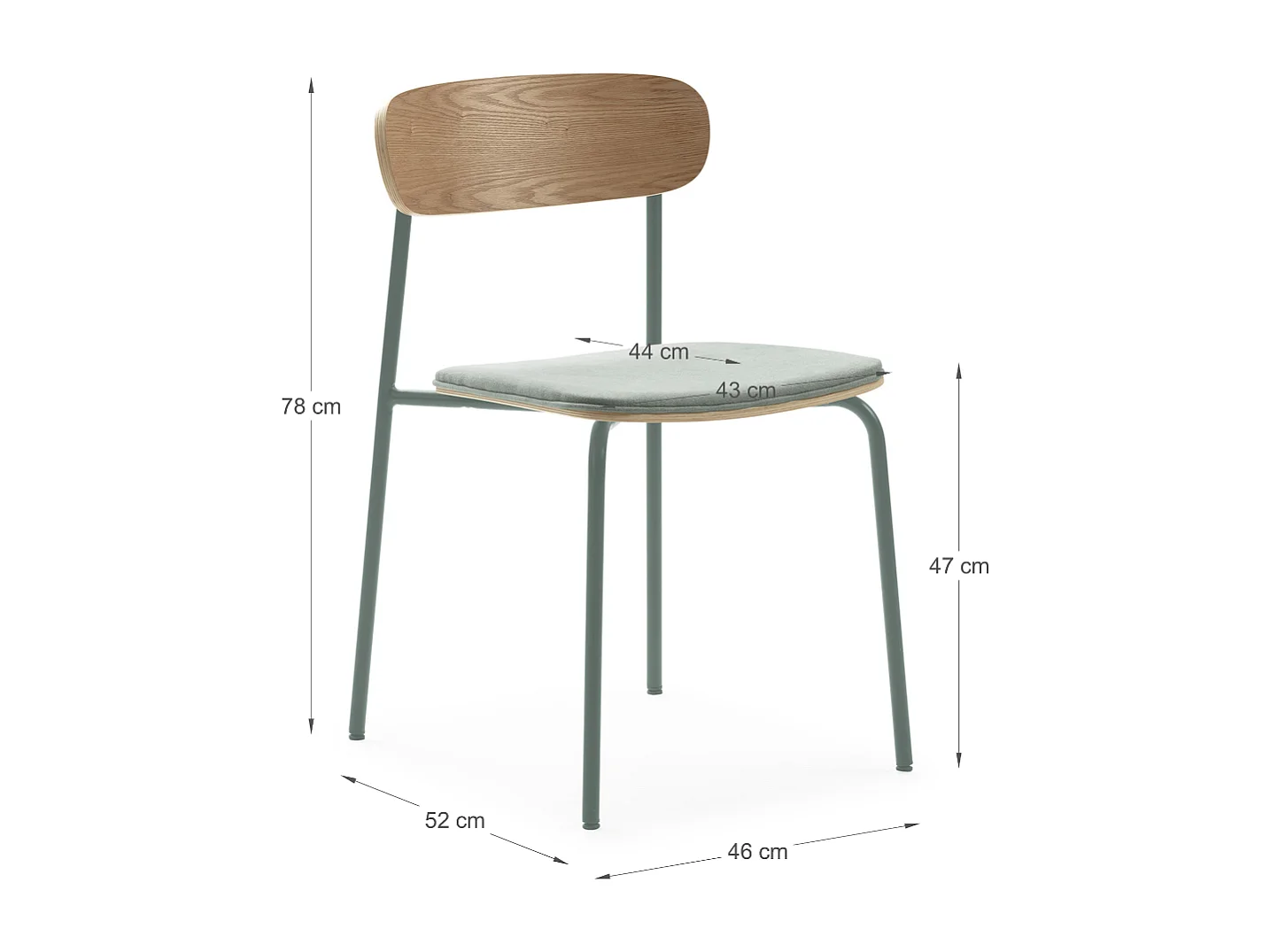 Lot de 2 chaises en tissu avec pieds en métal L46 cm - ADRIANA