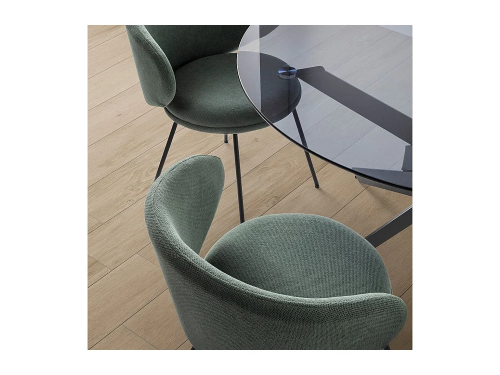 Set di 2 sedie in tessuto con gambe in metallo nero L60 cm - RUSH