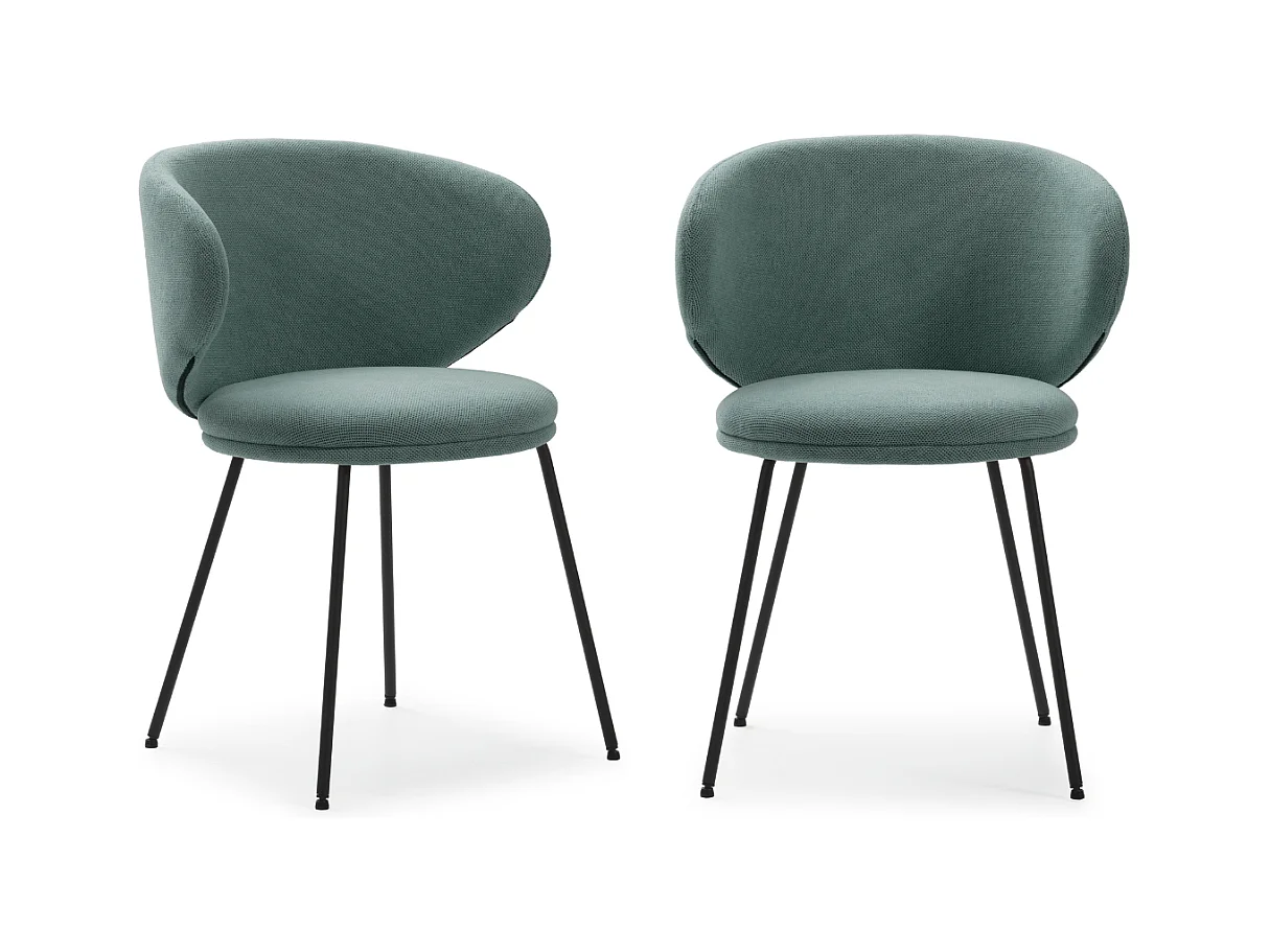 Lot de 2 chaises en tissu avec pieds en métal noir L60 cm - RUSH