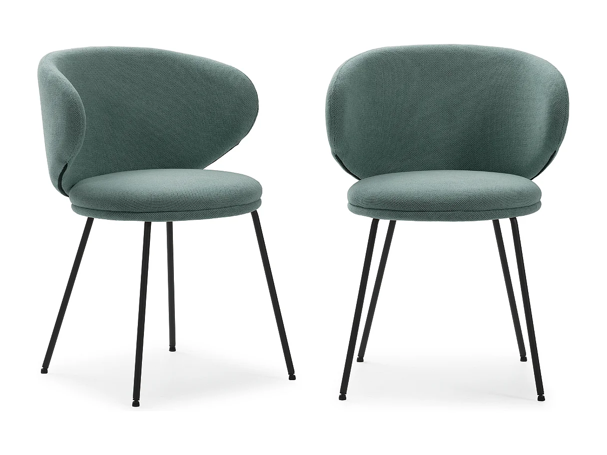 Lot de 2 chaises en tissu avec pieds en métal noir L60 cm - RUSH