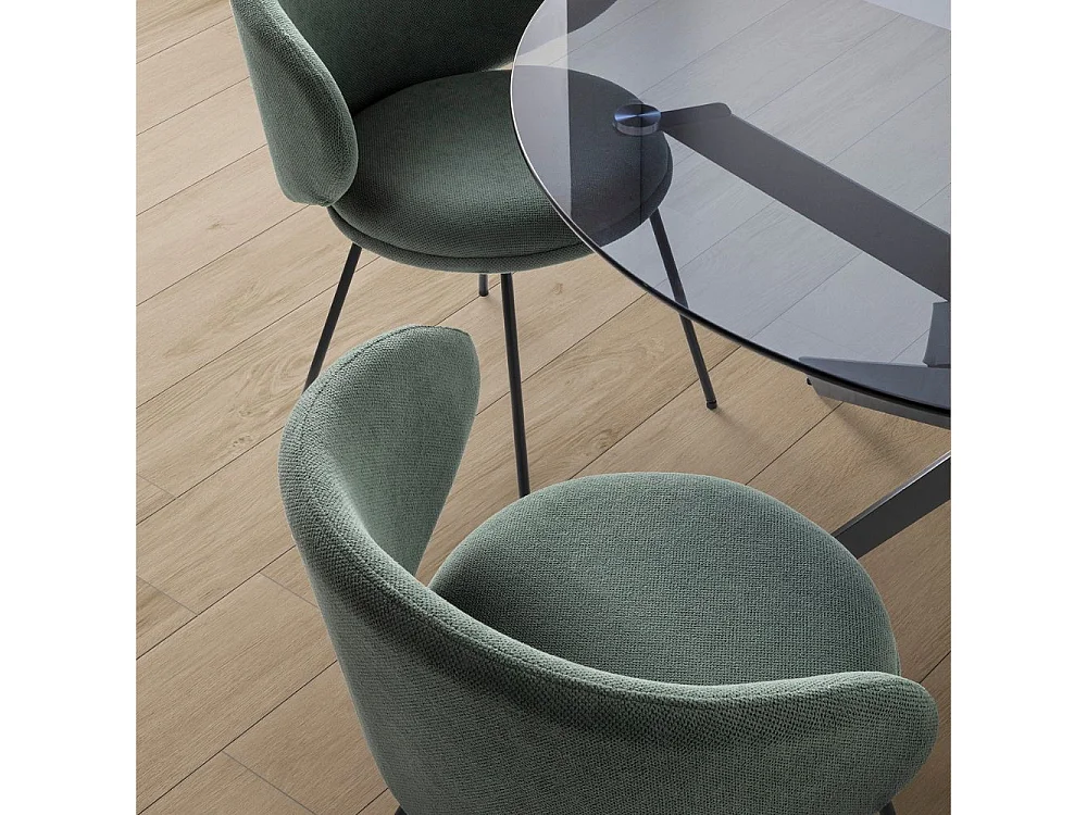 Lot de 2 chaises en tissu avec pieds en métal noir L60 cm - RUSH