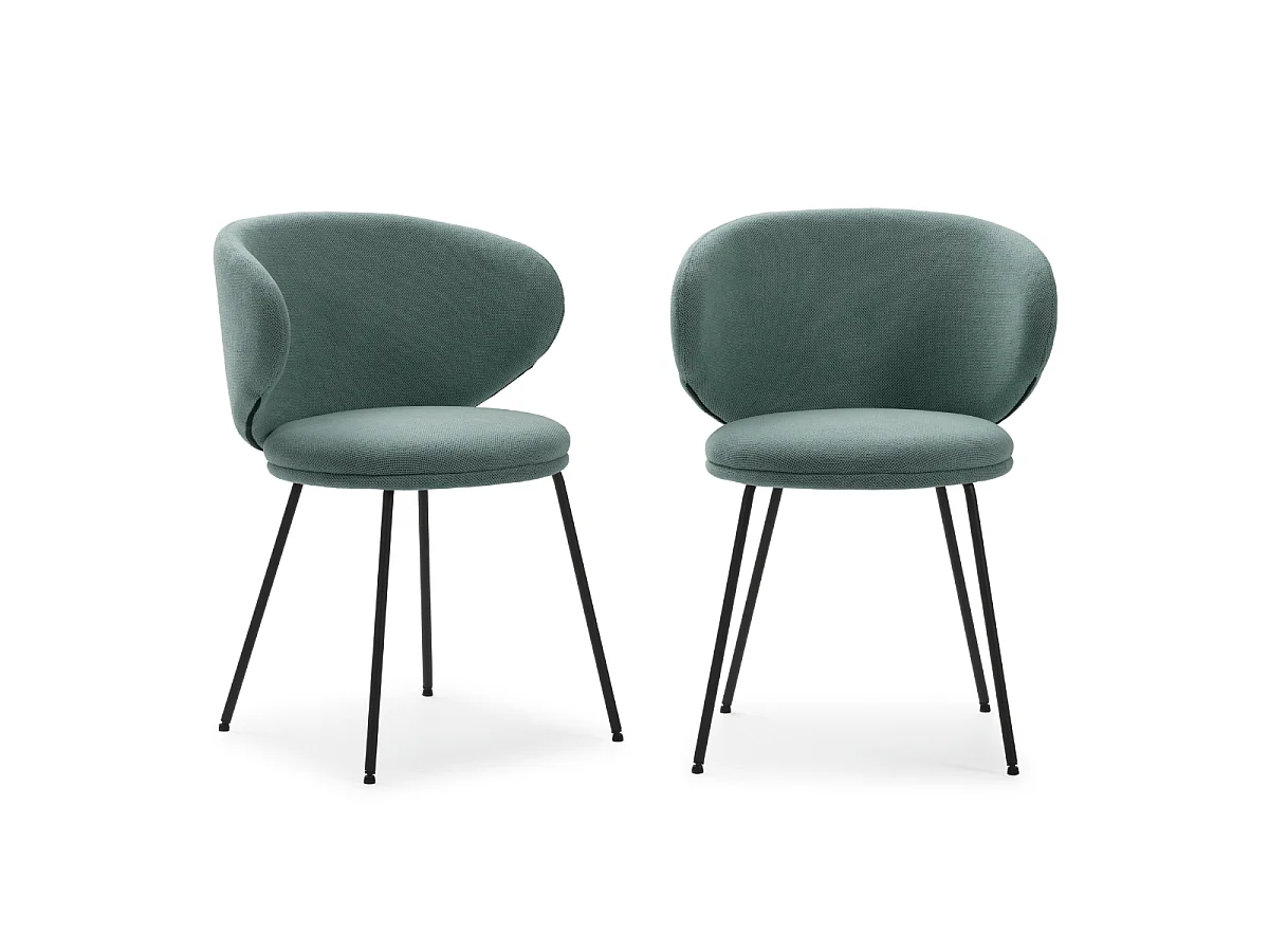 Lot de 2 chaises en tissu avec pieds en métal noir L60 cm - RUSH