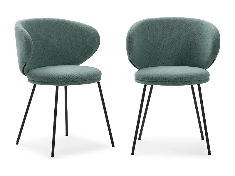 Set aus 2 Stühlen aus Stoff mit schwarzen Metallbeinen L60 cm - RUSH