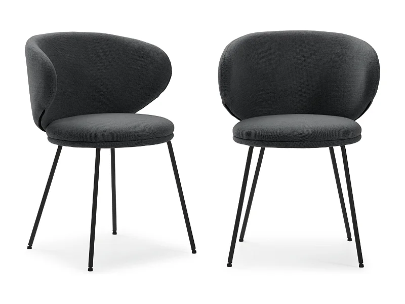 Juego de 2 sillas de tela con patas de metal negro 59x56 h77 cm