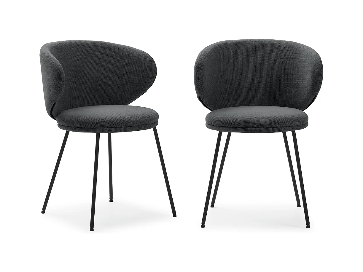 Juego de 2 sillas de tela con patas de metal negro 59x56 h77 cm