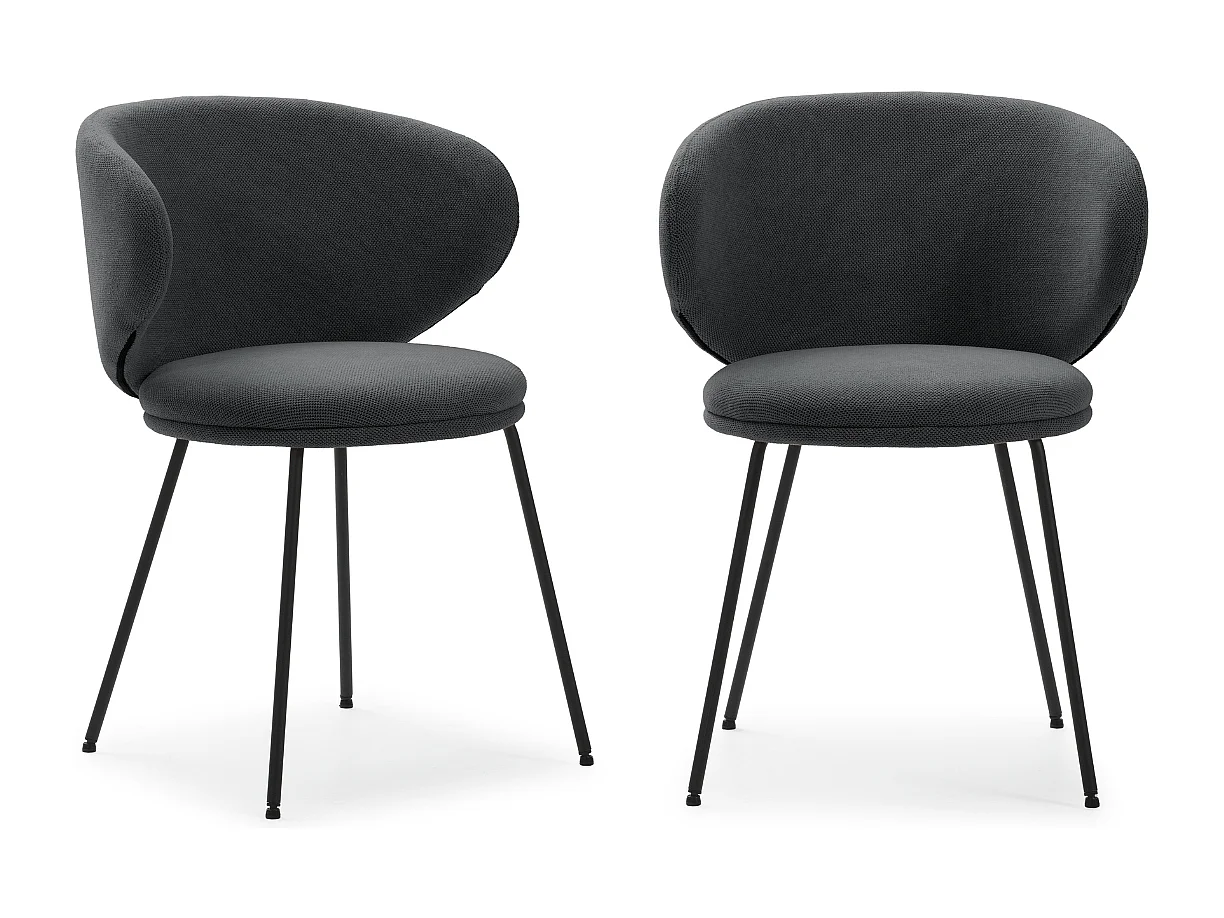 Set di 2 sedie in tessuto con gambe in metallo nero L60 cm - RUSH